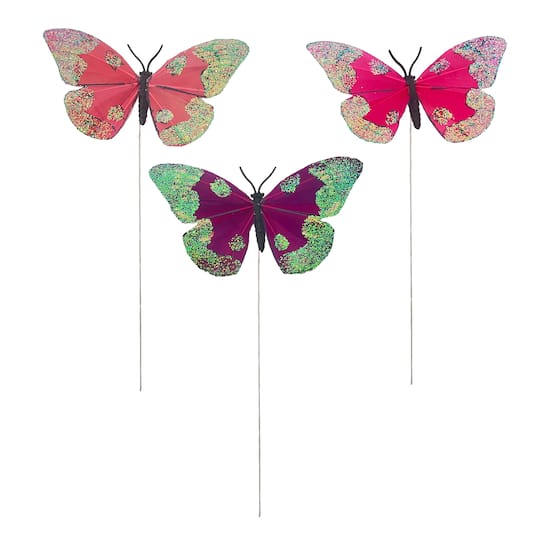 4.5" Pink Feather Butterflies, 8ct. by Ashland®